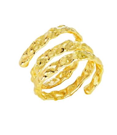 ANILLO PLATA 925 SERPENTINA IRREGULAR ABIERTO FREE SIZE MARTEL ORO