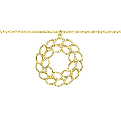 COLLAR PLATA 925 CORONA DE OVALOS INTERIOR DIAMANTADO 38CM + 5CM ORO