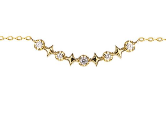 COLLAR PLATA 925 ESTRELLAS 38CM + 2 A ZIRCONITA BLANCA BRILLO ORO