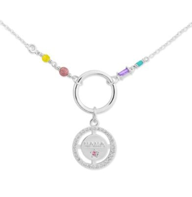 GARGANTILLA DE PLATA DE LEY CON CIRCONITAS - ACABADO : RODIADO