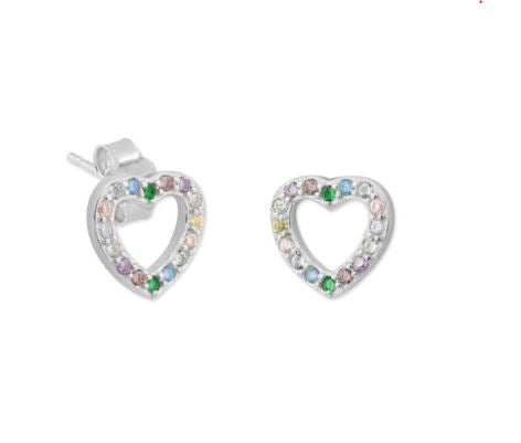 PENDIENTES DE PLATA DE LEY CON CIRCONITAS - ACABADO : RODIADO