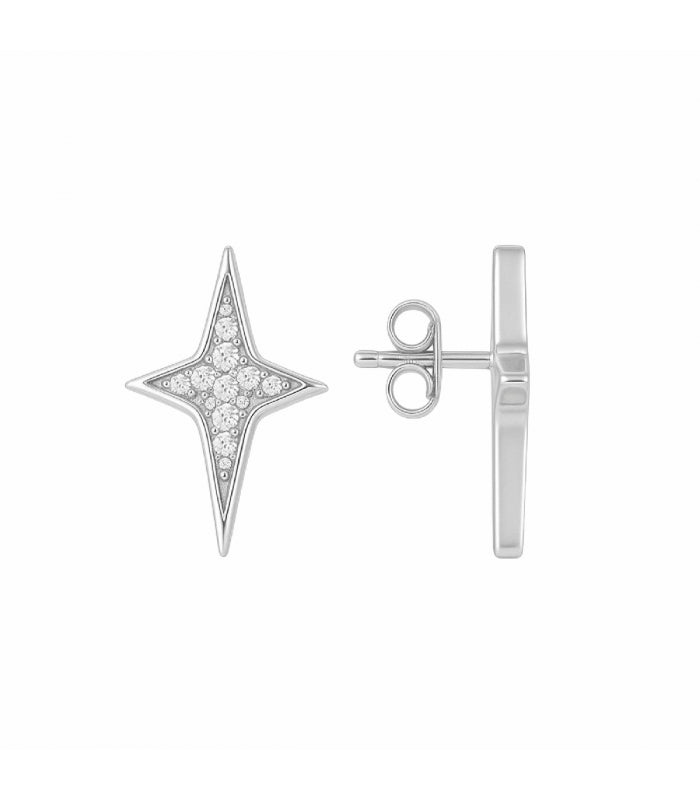 Pendiente Plata Estrella Circonita Rodiado 14.5mm Precio Par