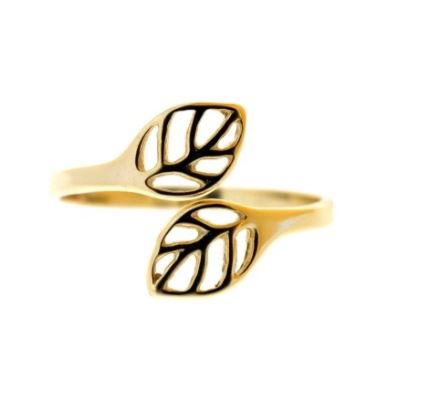 ANILLO PLATA 925 ABIERTO HOJAS