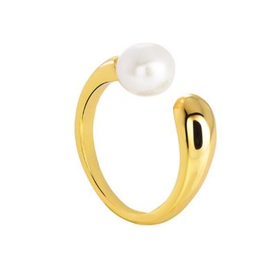 ANILLO PLATA 925 FREE SIZE PERLA BLANCA BRILLO ORO