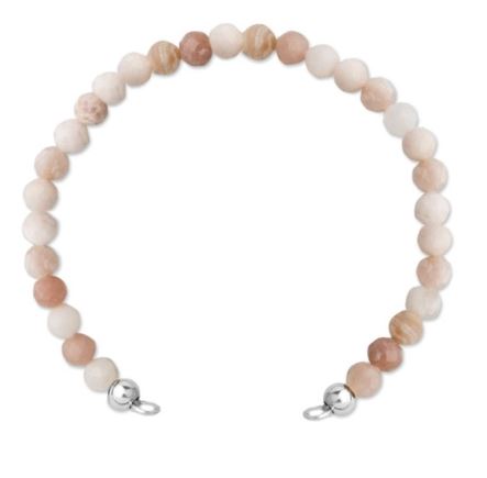 CUERPO ELÁSTICO DE CUARZO ROSA FACETADO DE Ø4 MM CON TERMINALES DE PLATA DE LEY | ASAS ABIERTAS - ACABADO : RODIADO