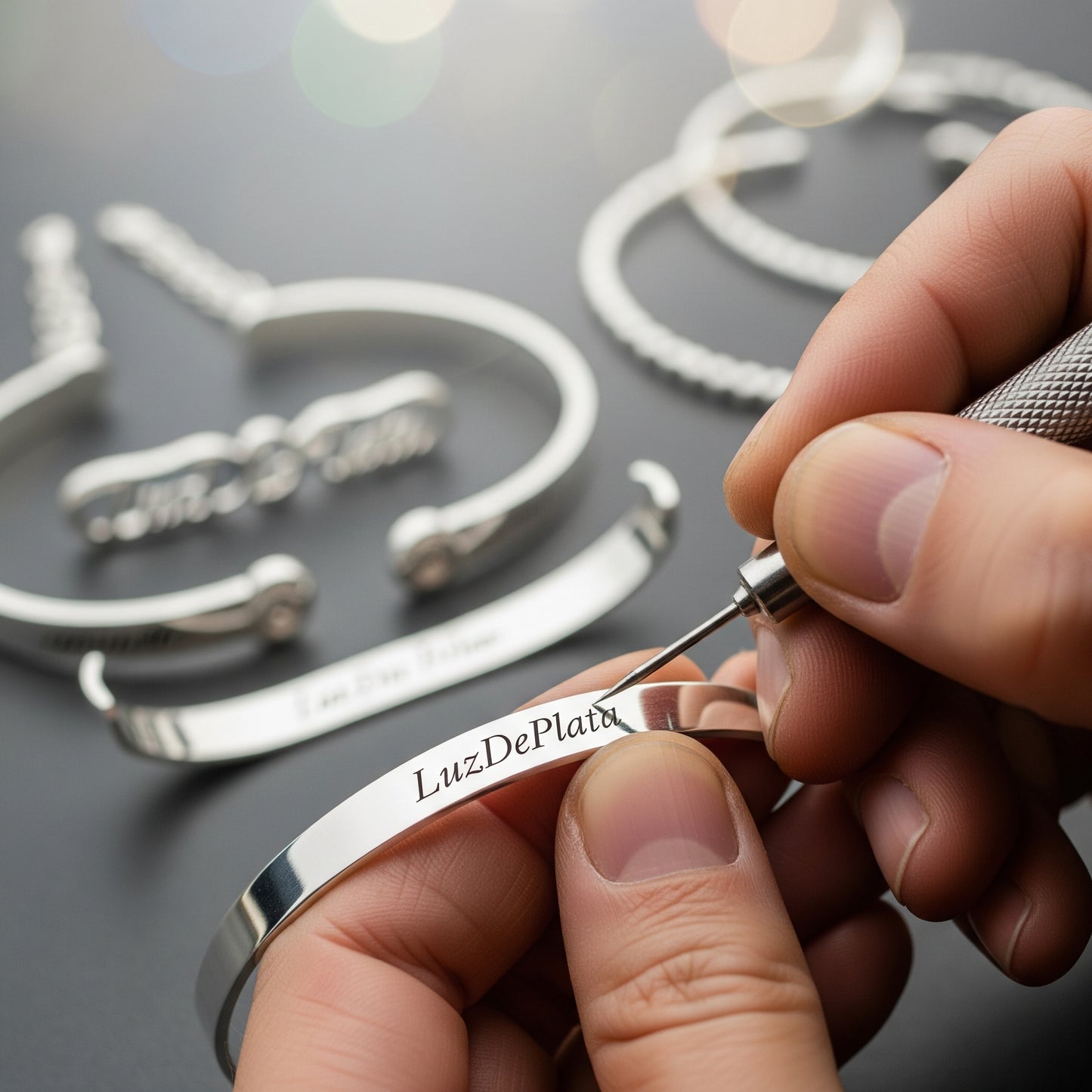 ANILLO ABIERTO EN PLATA DE LEY RODIADA