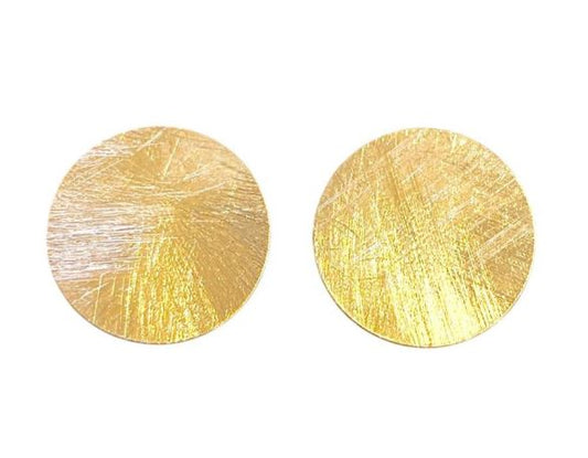 PENDIENTE PLATA 925 CIRCULO PLANO MATE R ORO