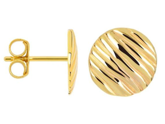 PENDIENTE PLATA 925 REDONDO CON DIBUJO 10.00MM BRILLO ORO