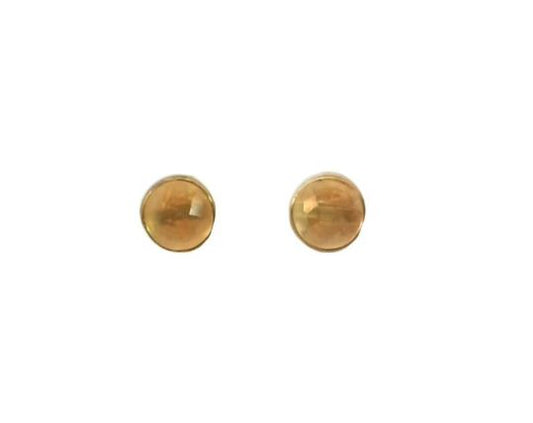 PENDIENTE PLATA 925 SEMICIRCULO FACETADO PIEDRA NAT CITRINO BRILLO ORO
