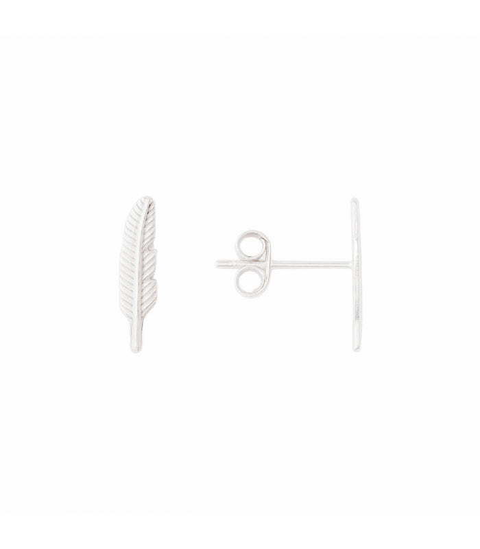 Pendiente Plata Pluma 14.5mm Precio Par
